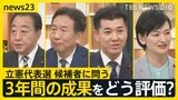 立憲・3年間の評価は?野田氏「政権交代前夜」、枝野氏「追い風感じない」、泉氏「“ひたすら努力”の3議席」、吉田氏「安定してきた」【news23討論会・前編】|TBS NEWS DIG