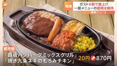 「ガスト」メニューの約6割を値上げ 「鉄板ハンバーグミックスグリル」「焼き九条ネギのもろみチキン」は20円値上げ 「チーズINハンバーグ」などは価格維持| TBS CROSS DIG with Bloomberg