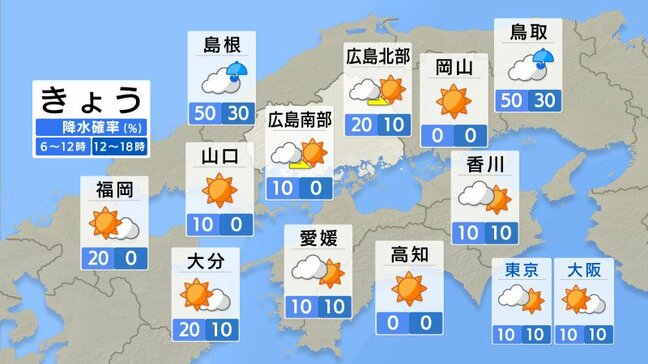 【きょう10/27(月)広島天気】西高東低の気圧配置　寒気が次第に南下|TBS NEWS DIG
