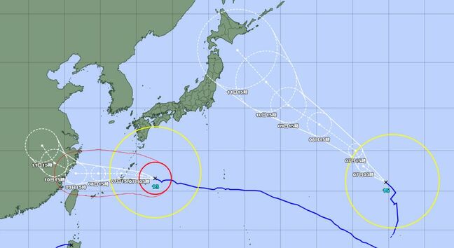 【ダブル台風情報】台風第13号(ドルフィン)最大瞬間風速60m/s 強い勢力を維持し西北西に進む 沖縄、奄美、九州など大雨や暴風に警戒 台風15号は8月9日ごろにかけ日本の東に接近か 進路予想、天気を画像で 気象庁|TBS NEWS DIG