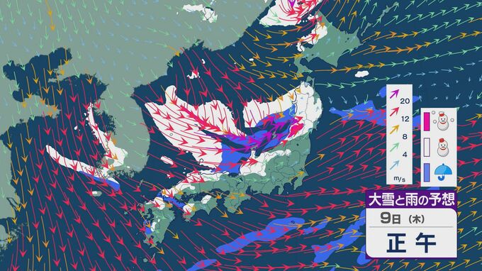 9日(木)以降は西日本でも最低気温が氷点下の「冬日」に 日本海側は雪で荒れる天気のおそれ 最新の雪・雨と風シミュレーション|TBS NEWS DIG