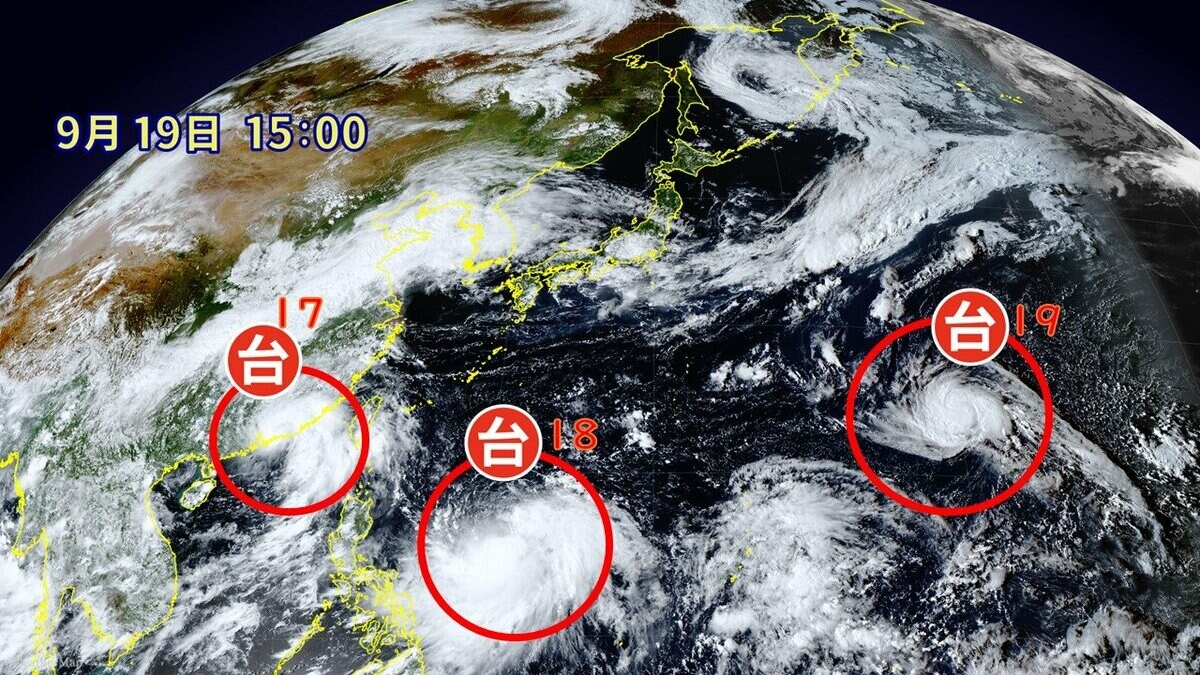 台風情報】“トリプル台風” 最新シミュレーションでは｢台風19号｣が本州