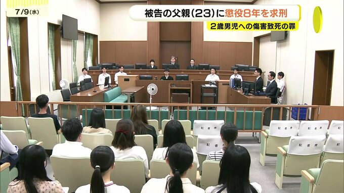 「ケガをしない程度の暴力が日常化していた」と指摘　当時2歳の長男の腹を踏みつけ死亡させた罪に問われた父親（23）に懲役8年求刑　弁護側は「日常的な虐待は無なかった」と懲役３年以下を主張　広島|TBS NEWS DIG