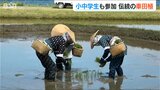 “神様が田んぼに降りる時の目印” 伝統の『車田植』 国の重要無形民俗文化財を小中学生も体験 新潟・佐渡市|TBS NEWS DIG