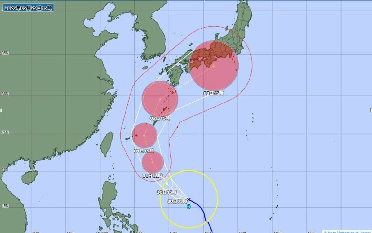 【台風情報】台風6号は沖縄・奄美直撃か 強い勢力へ発達 本州接近の可能性は？　最大瞬間風速55ｍ【雨・風シミュレーション30日（土）～3日（水）】気象庁の進路予想