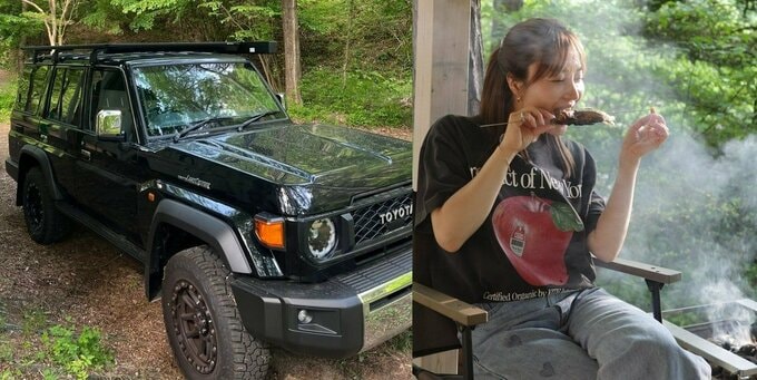 【 新山千春 】　愛車「ランクル70」でキャンプ　「鮎を焼きました　皮パリッパリで身がふっくらしててたまらなかったなぁ」「ジビエ料理も美味しかったなぁ」|TBS NEWS DIG