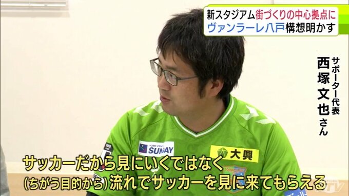「違う目的からの流れでサッカーを見に」J2ヴァンラーレ八戸　新スタジアムと商業施設と連携してまちつぐりの中心拠点を担う“スポーツコンプレックス”推進を発表　百年構想委員会|TBS NEWS DIG