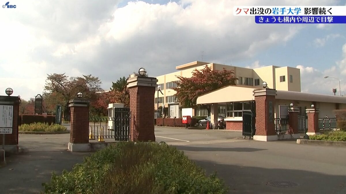 岩手大学の構内や周辺で29日もクマ目撃 終日休講に 30日は講義再開の