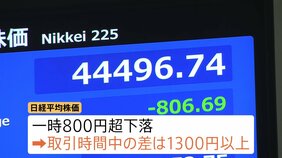 日経平均株価　きのうに続き取引時間中の最高値更新も…午後に一時800円以上下落　きっかけは日銀の決定　19日終値4万5045円|TBS NEWS DIG