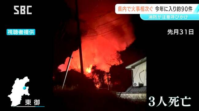 長野県内は火災が相次ぐ 今年に入り11人が死亡 およそ90件の火災発生 少雨で乾燥 火の取り扱いに注意を呼びかけ|TBS NEWS DIG