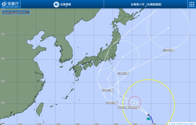 気象庁の台風25号進路予想図