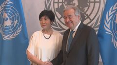小池都知事が国連事務総長と面会　国連の一部誘致を提案| TBS CROSS DIG with Bloomberg