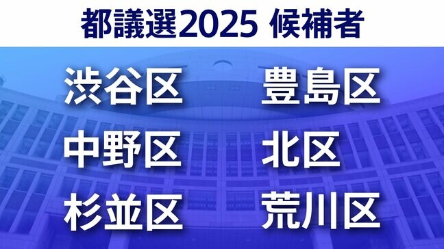 【東京都議選2025】あなたの街の候補者は？顔写真一覧を見る【渋谷区・中野区・杉並区・豊島区・北区・荒川区】|TBS NEWS DIG