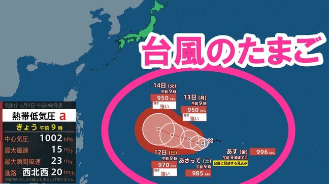 新たな「台風のたまご」太平洋上に発生　あすにも台風に発達する可能性　「強い」勢力になる見込み【気象庁】|TBS NEWS DIG