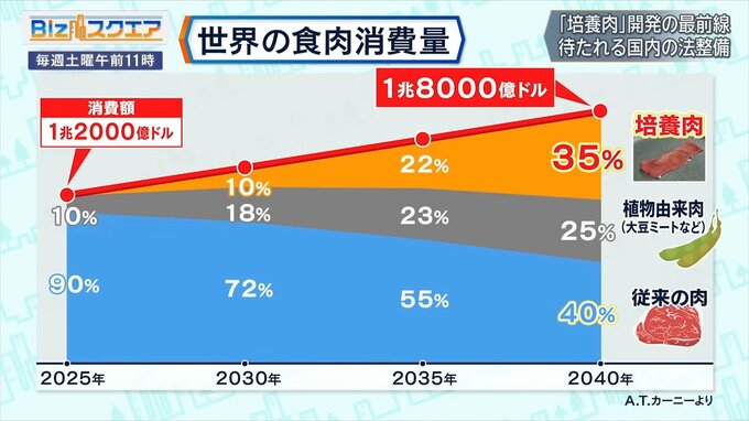 「培養肉」開発の最前線～2040年には食肉消費の35％を占める？～【Bizスクエア】|TBS NEWS DIG