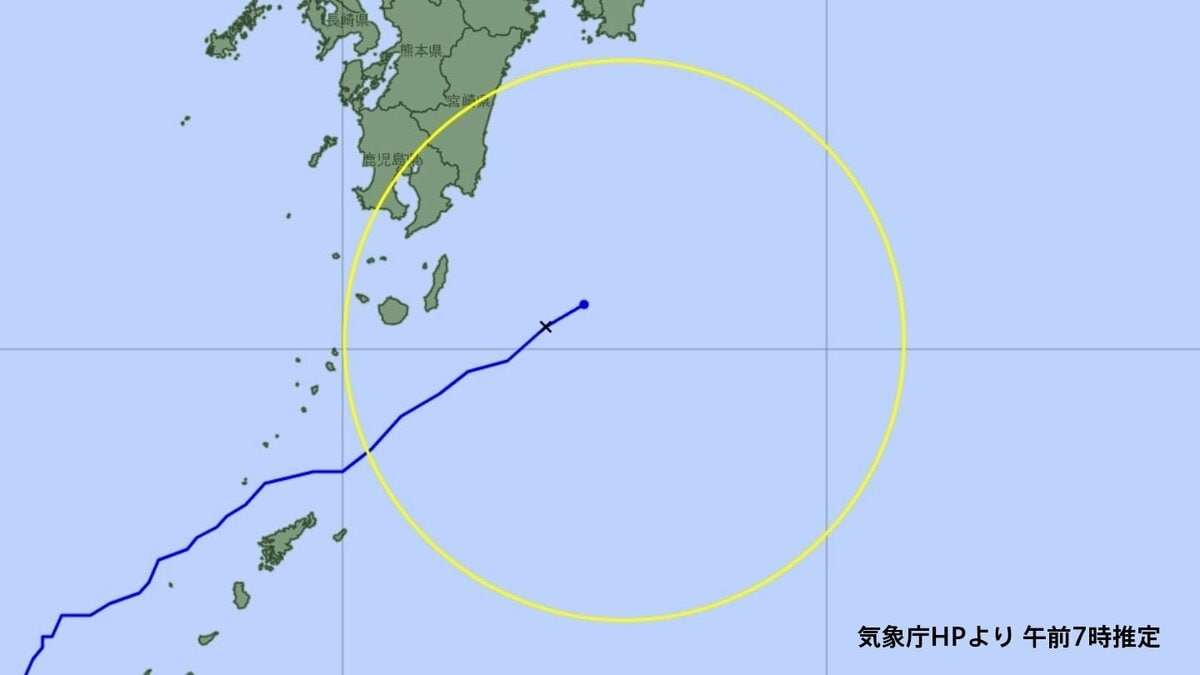 奄美地方は強風域抜けたか　台風7号が種子島沖を北上　最大瞬間風速15.7m　鹿児島(午前7時)