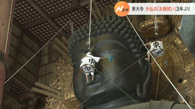 東大寺・大仏の「お身拭い」3年ぶりに実施 お盆を前に“きれいな姿”に 奈良|TBS NEWS DIG