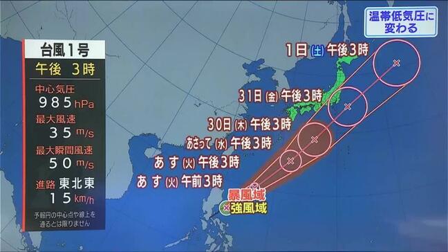 【台風最新情報】今年初の台風1号 フィリピンの東から北東へ…31日金曜日関東地方に近づくおそれ 1日に温帯低気圧に変わる見込み|TBS NEWS DIG