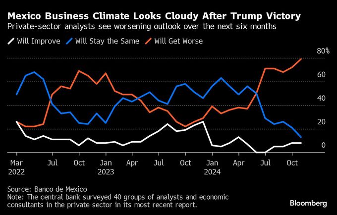 メキシコ事業環境は悪化へ、トランプ氏復帰で悲観論広がる－中銀調査