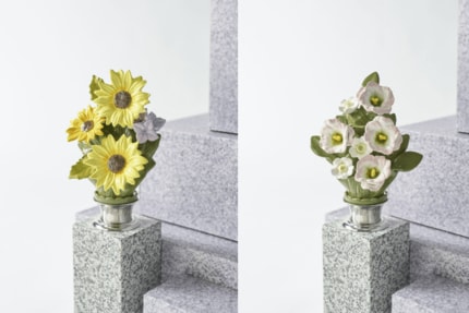 お墓参りを“もっとラクに、もっと美しく”。陶器の花「カレンヌ」が