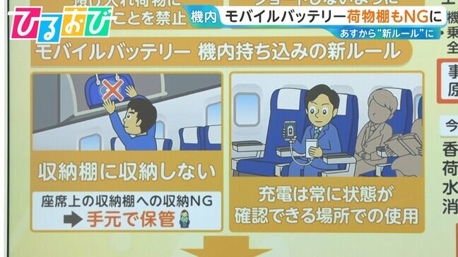 モバイルバッテリー「荷物棚」もNGに 飛行機 機内持ち込み“新ルール”【ひるおび】|TBS NEWS DIG