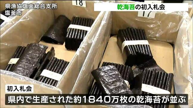 「すべて一級品」三陸の寒流にもまれて・宮城県産「乾海苔」初入札会で出来栄え確認 宮城・塩釜市|TBS NEWS DIG