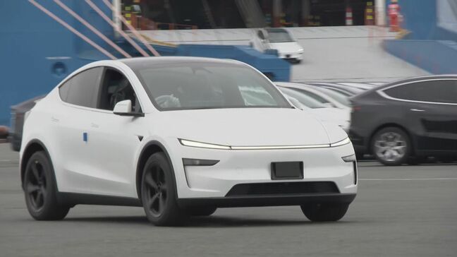 アメリカの電気自動車「テスラ」輸入開始 あわせて1000台陸揚げ 「西日本を中心に広げていきたい…」 輸入台数33年連続日本一の愛知・三河港|TBS NEWS DIG