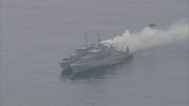 火災で沈没した海上自衛隊の掃海艇「うくしま」民間のサルベージ会社によって引き揚げ　出火原因調査へ|TBS NEWS DIG