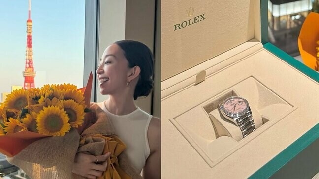【 松島花 】 「今年は36歳らしい大人な誕生日を過ごしています」 夫からの「ビックリ仰天」プレゼント ひまわり36本の花束・ピンクオパールのロレックスに感激|TBS NEWS DIG