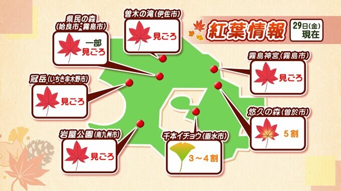 【紅葉情報】見ごろ多い　土日紅葉狩りに最適　鹿児島|TBS NEWS DIG