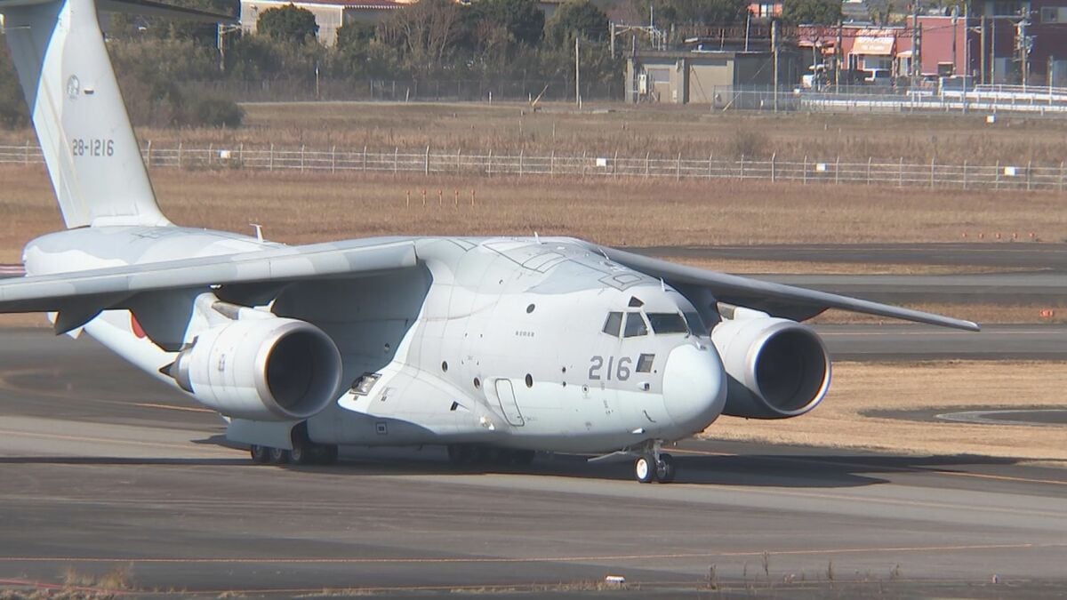 災害時の支援物資の輸送訓練など 航空自衛隊C-2輸送機が宮崎空港に初