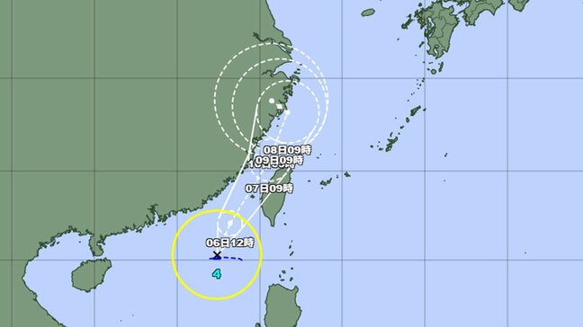 【台風情報】台風4号は北上するも停滞 ゆっくり進み瞬間風速35メートル程度に発達予想 今後の進路と勢力は 気象庁|TBS NEWS DIG