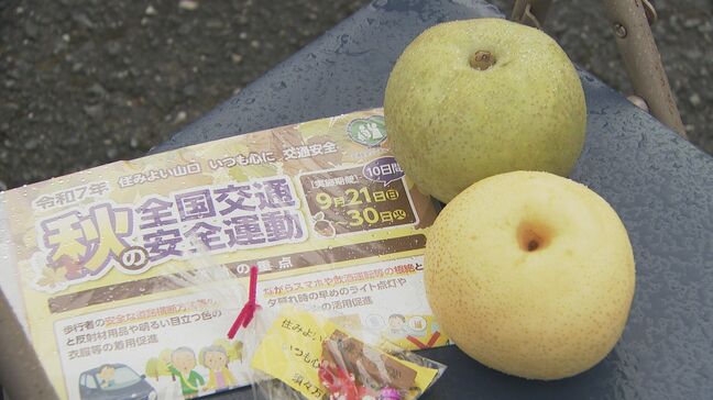 「ナシで事故なし」 特産品で交通安全を呼びかけ|TBS NEWS DIG