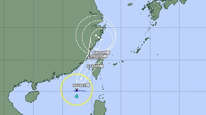 【台風情報】台風4号は北上するも停滞　ゆっくり進み瞬間風速35メートル程度に発達予想　今後の進路と勢力は　気象庁　|　山形のニュース│TUYテレビユー山形