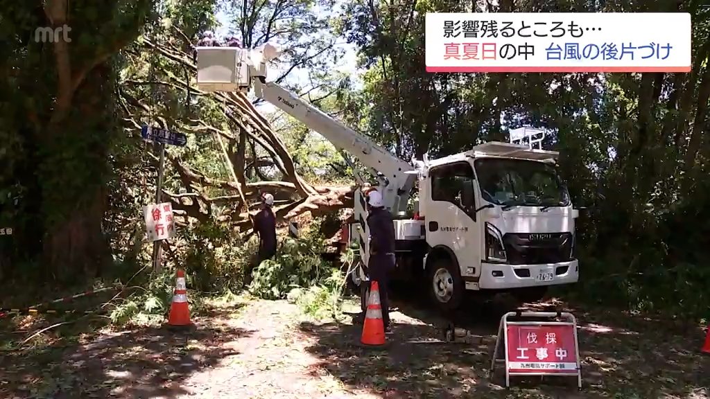 台風6号から一夜明けて 宮崎県内では真夏日になる中 住民は後片付けに