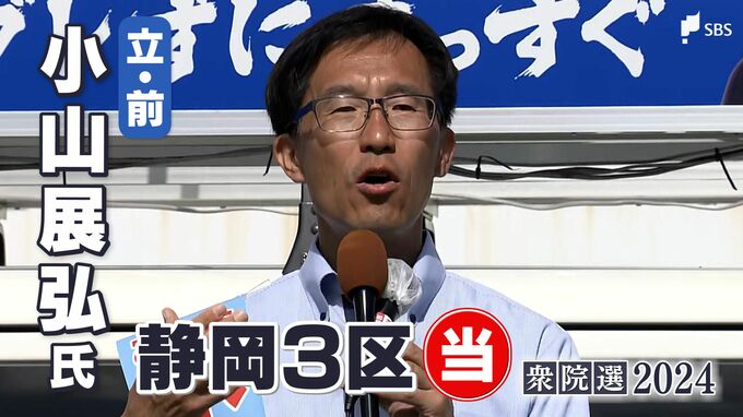 小山展弘氏(立憲前)当選確実＝静岡3区【衆議院議員総選挙2024速報】　　|　静岡のニュース | SBSNEWS | 静岡放送
