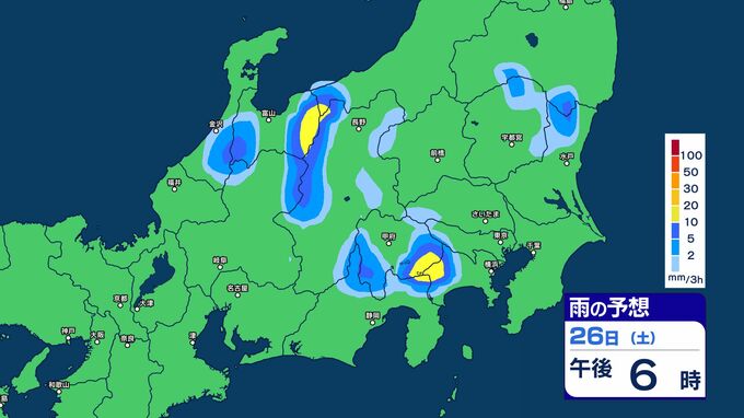 【大雨情報】関東甲信　警報級の大雨の可能性　26日昼前から夜遅くにかけ　大気の状態が非常に不安定に【雨のシミュレーション画像】　関東北部・甲信80ミリ　関東南部60ミリ　（～27日午前6時・多い所）気象庁|TBS NEWS DIG