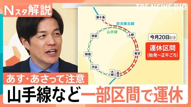 注意！この土日は山手線・京浜東北線が一部区間で運休　東京～羽田空港“約18分”工事のため【Nスタ解説】|TBS NEWS DIG