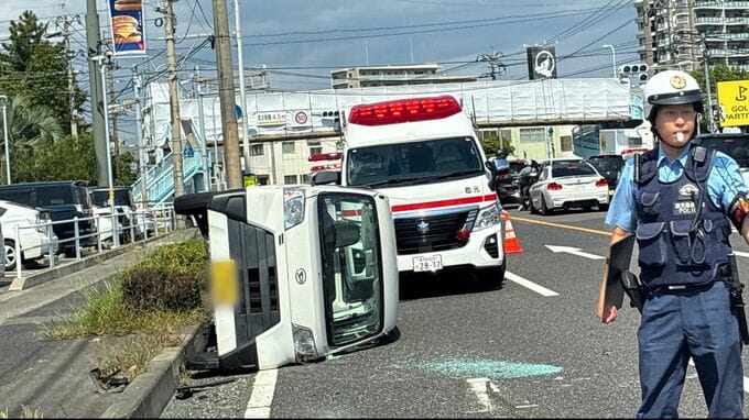鹿児島市の産業道路で「車が横転している」　一部車線で通行できず|TBS NEWS DIG