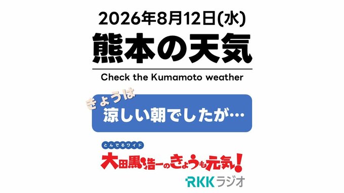 8月12日(水)【熊本の天気】秋の気配感じる涼しい朝！午後は猛暑とにわか雨　台風15号の影響も　RKK気象予報士の天気解説 ＜阿蘇や天草のライブカメラも配信中＞|TBS NEWS DIG