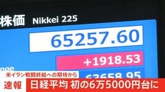【速報】日経平均 6万5000円を突破 史上最高値を更新　一時1900円以上値上がり　米イラン戦闘終結への期待から| TBS CROSS DIG with Bloomberg