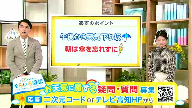 高知の天気　６日　午後から傘の出番　山岸拓気象予報士が解説|TBS NEWS DIG