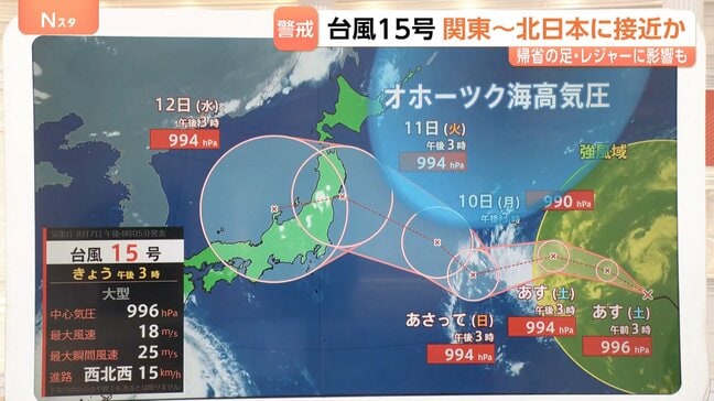 【最新進路】台風13号・15号の影響は? 空路は沖縄発着の便などで欠航相次ぐ お盆休みの帰省ラッシュ始まる 15号は関東~北日本に接近か|TBS NEWS DIG