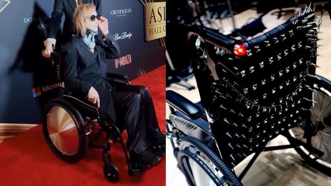 YOSHIKIさん「車椅子をカスタマイズした」スタッズ（鋲）やスパイク（棘）で装飾「Rusty Nail」なロック仕様の車椅子を披露|TBS NEWS DIG