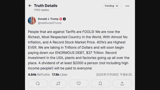 トランプ大統領「関税に反対する人は愚か者」　関税を財源に2000ドル（約30万円）を高所得者を除くすべての国民に配布へ| TBS CROSS DIG with Bloomberg