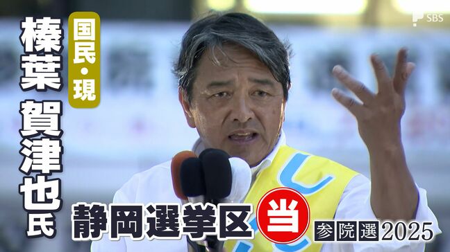 榛葉賀津也氏(国民民主党・現)当選確実=静岡選挙区【参議院議員選挙速報】|TBS NEWS DIG