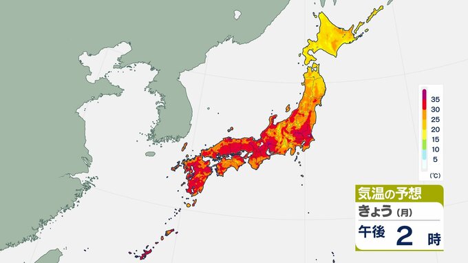 35度以上の猛暑日となる所も　西日本の広い地域に熱中症警戒アラート　|　長崎のニュース | 天気 | NBC長崎放送