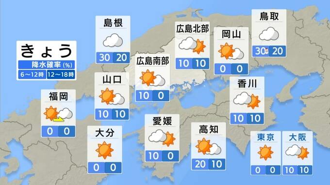 【きょう12/9(月)広島天気】寒気の影響で雲が広がりやすい一日　北部を中心にしぐれる地点も|TBS NEWS DIG