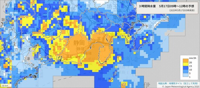 多いところでは1時間に40mm予想　警報級の大雨の可能性も　東海地方【雨と風のシミュレーション】土砂災害や河川の増水に注意・警戒を　名古屋地方気象台|TBS NEWS DIG