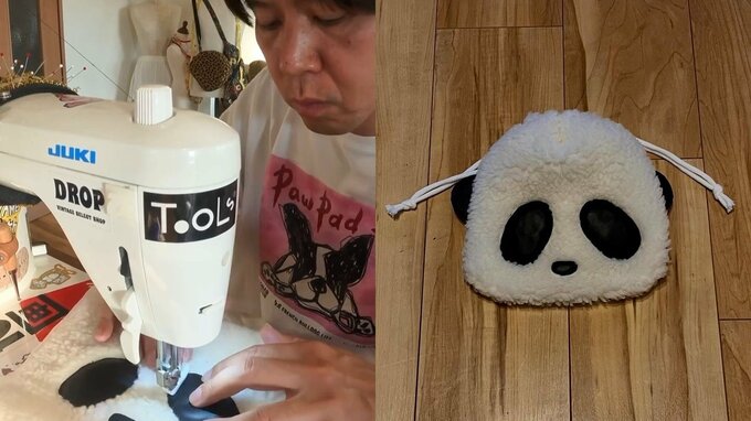 【コカドケンタロウ】 “黒柳徹子さんにパンダをプレゼント” 　ミシンで巾着を縫う動画にフォロワー感嘆　徹子さんからはTシャツを|TBS NEWS DIG